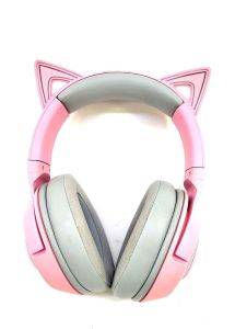 Écouteur de jeu rose avec oreille kitty Razer kraken sans fil