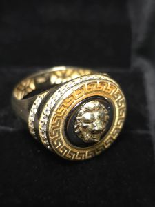 Bague pour homme avec zircon et or 10K